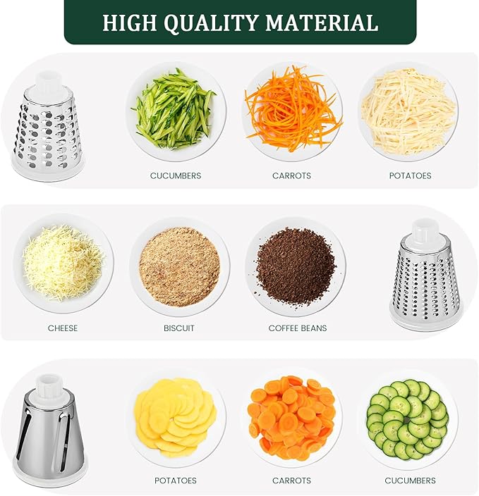 HANSGO Rotary Cheese Grater, Hand Crank Cheese Shredder, 3 Metal Blades & Cleaning Brush, Non-slip Suction Base, Labor-Saving Handle, Kitchen Gadgets for Vegetable, Nuts, Christmas Gifts for Women