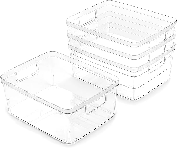 BINO | Plastic Storage Bins, Small - 24 Pack | THE LUCID COLLECTION | Multi-Use Organizer Bins | Built-In Handles | BPA-Free | Pantry Organization | Home Organization | Fridge Organizer | Freezer Org