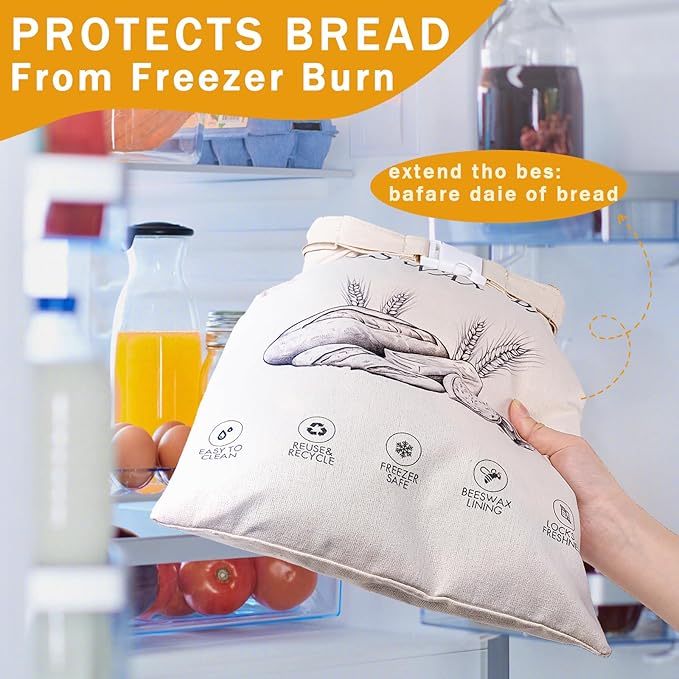 2-Pack Reusable Beeswax Bread Bags for Sourdough & Homemade Bread，Cotton Waxed Bags Keeps Fresh Longer(Navy Bloom)