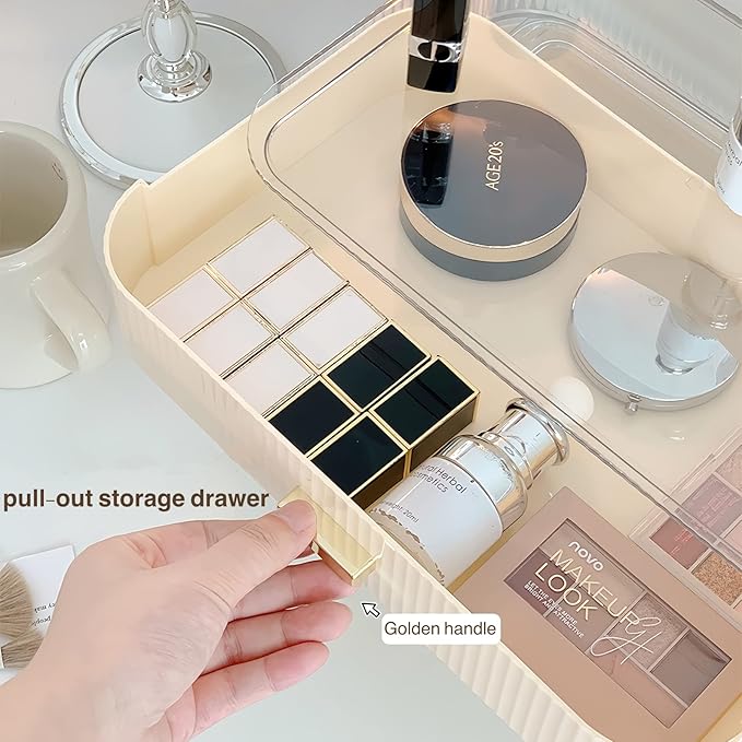 Decorcode 2 Pack Stackable Makeup Organizer with Drawers, Bathroom Storage for Eyeshadow Palettes, Cosmetics, and Beauty Supplies. Ideal for Vanity Counter, Cabinet, Entryway Table, Desk