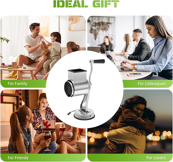 Rotary Cheese Grater Manual Potato Grater, Rotary Food Grater With 5 Stainless Steel Drums, 5 In 1 Rotary Cheese Grater Vegetable Slicer For Cafeterias Restaurants Hotels