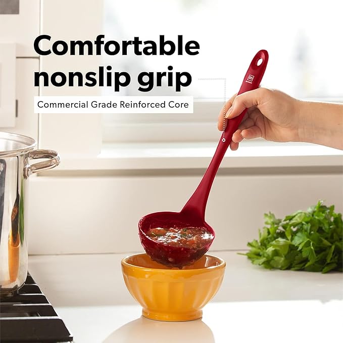 DI ORO Seamless Series 3-Piece Spoon/Ladle Set (RED)