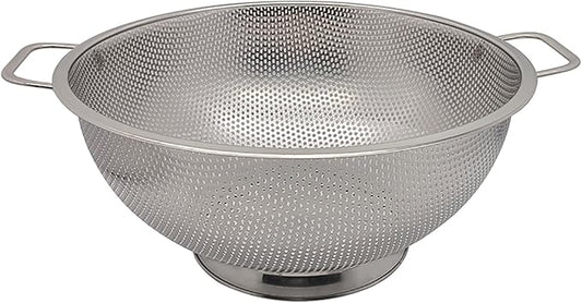 Fox Run Large Stainless Steel Colander, 5 Quart Pasta Strainer With Handles, 11” x 13.5” x 5”