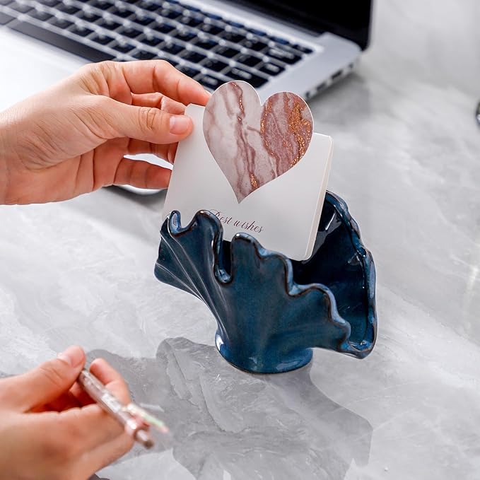 Ceramic Sponge Holder,Sponge Holder for Kitchen Sink,Compact Sink Caddy Organizer-Scouring Pad and Dish Sponge Holders,Farmhouse Kitchens Decor Cute Kitchen Gadgets Accessories(Blue)