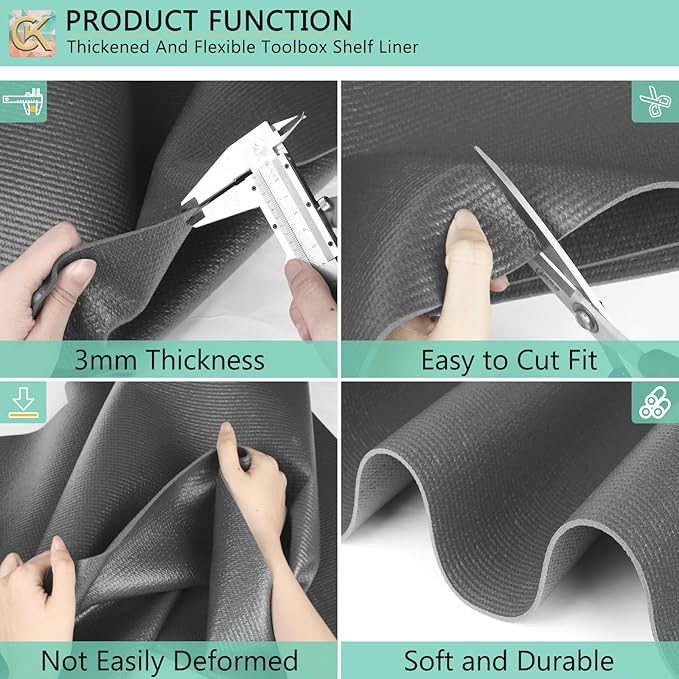 Foam Toolbox Liner Shelf Liner, Thickened Durable Pad Tool Box Mat for Protecting Your Tools, Work Surfaces, Garage, Chest -Gray 3mm Thickness, 18 inch*24 ft