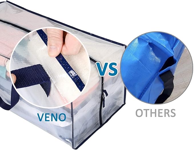 VENO 4 Pack Heavy Duty Moving Bags with Backpack Straps, Zippers & Handles, Extra Large Packing Bags for College Dorm Essentials, Moving Supplies Alternative to Cardboard Moving Boxes
