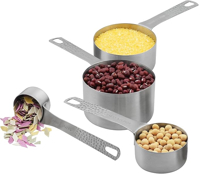 SUNMVEHOT Measuring Cups and Spoons Set, 18/8 Stainless Steel Measuring Cups and Spoons for Baking & Cooking, Metric & US 4 Kitchen Measure Cup and 5 Measure Spoon with Leveler for Liquid & Drying
