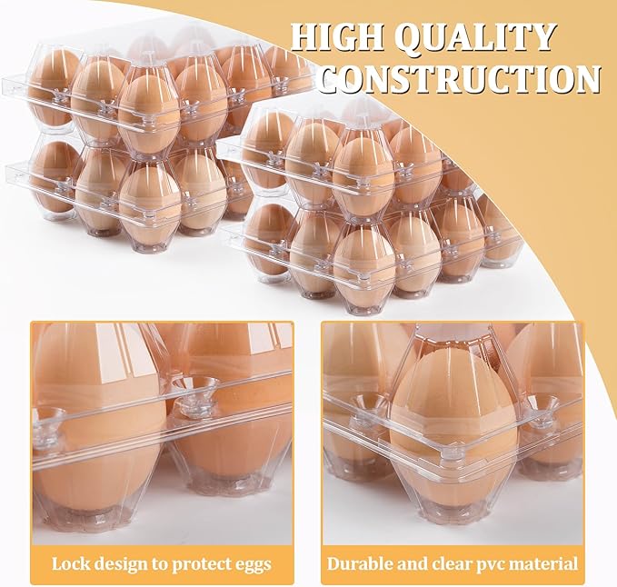 60 Pack Plastic Egg Cartons 12 Count, Clear One Dozen Egg Cartons Cheap Bulk for Chicken Egg, Reusable Egg Carton Egg Container for Home, Chicken Farm, Commercial Business Market Display