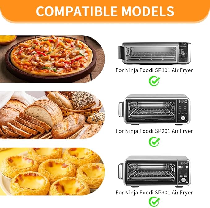 for Ninja Reusable Air Fryer Liners 12x12inch, Oven Liners for Bottom of Toaster Oven, 3x Oven Liner + 3x Mesh Sheets, Heavy Duty Microwave/Grill Baking Mat Pre-Cut Square for SP101/SP201/SP301/SP351