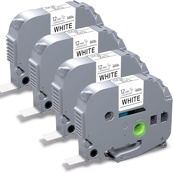 Label Orison TZe-231 TZ-231 Compatible with Brother P-Touch Label Tape Tz Tape 12mm 0.47 Laminated White Refills for PT-H110 PT-D210 PT-D400 Label Maker,Black on White,1/2" x 26.2Feet(12mmx8m), 4Pack
