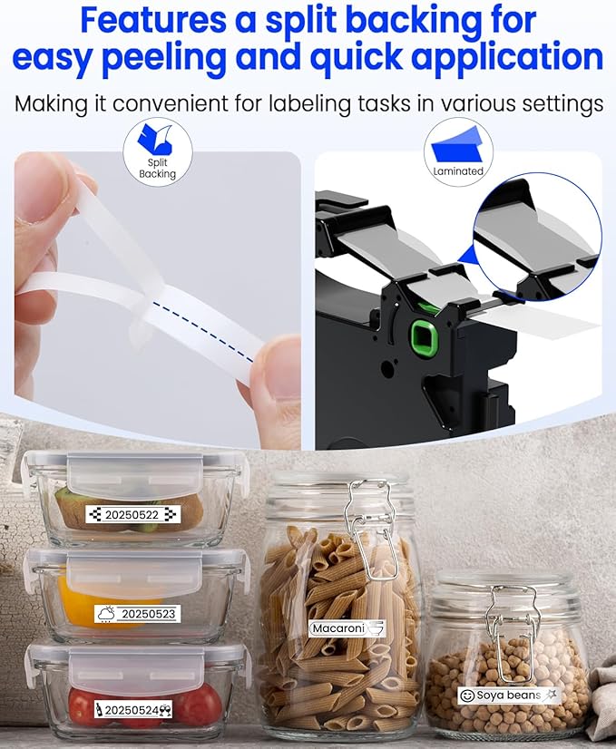 12 mm 0.47 Laminated White Tape, Replacement for Brother P Touch Label Maker Tape TZe-231 1/2" Black on White, TZE231 for PT-D210 D220 H110 D400 D410 D600 D610BT, 12mm x 8m, 10-Pack
