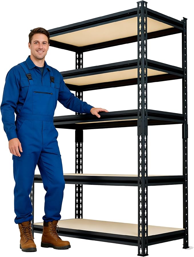 60" H x 28.03" W x 12" D Shelves for Kitchen: 5-Shelf Storage-Rack Adjustable Metal Steel Kitchen/Garage Shelving Shelves Unit Organizer System for Pantry/Shed/Closet/Basement, Small (Black)