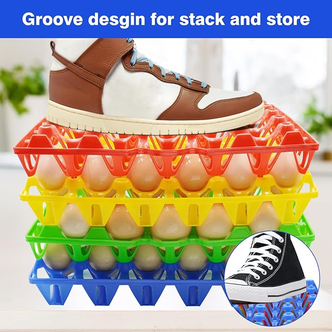8 Pack Bulk Egg Tray,Reusable Plastic Egg Holder,Durable Egg Cartons,Stackable 30-Egg Crates for Home Chicken Farmers Transportation Storing Sharing Selling Fresh Eggs