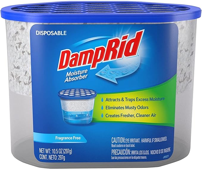 DampRid Fragrance Free Disposable Moisture Absorber - 10.5 oz. Each - 3 Pack – Attracts & Traps Excess Moisture, Eliminates Musty Odors, Creates Fresher, Cleaner Air