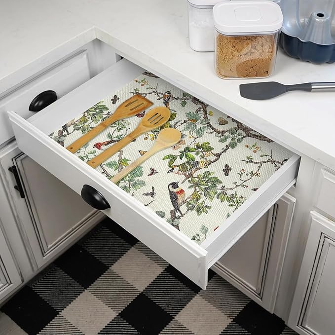 Shelf Liner for Kitchen Cabinets Non-Adhesive,Cabinet Liner for Shelves Non Slip Drawer Liner,Waterproof Kitchen Drawer Liners,Cupboard Liners for Cabinets Easy to Clean (12In x 10FT)