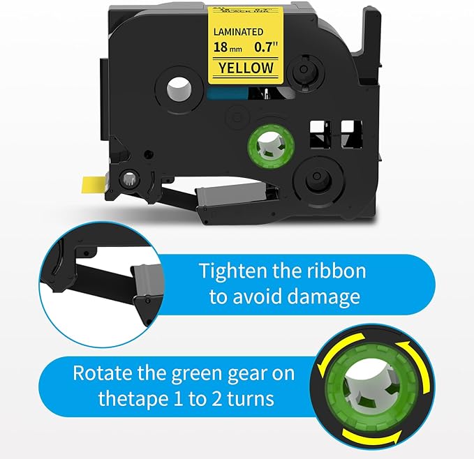 MarkDomain 18mm Label Tape Compatible TZe641 Replacement for Brother P Touch Laminated TZe TZ Tape 18mm x 8m (TZe-641 Black on Yellow) - Work with PTD400AD PTD400 PTD600 Label Maker - 5-Pack