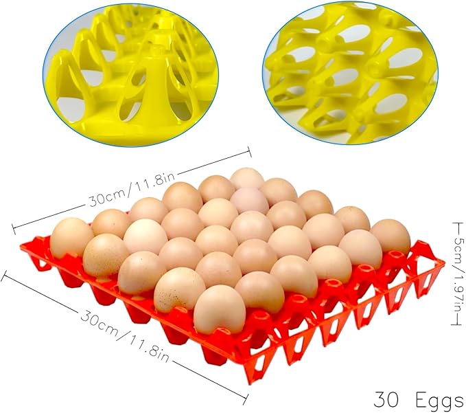 15-Pack Reusable Plastic Egg Tray Egg Crates 30-Egg Flats for Home Chicken Farmers, Stackable Egg Cartons Hold Multiple Eggs, Great for Storing, Sorting, and Shipping Eggs, Durable and Reusable