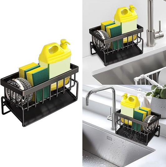 kitchen sink caddy, dish sink sponge holder (Without rod-black)