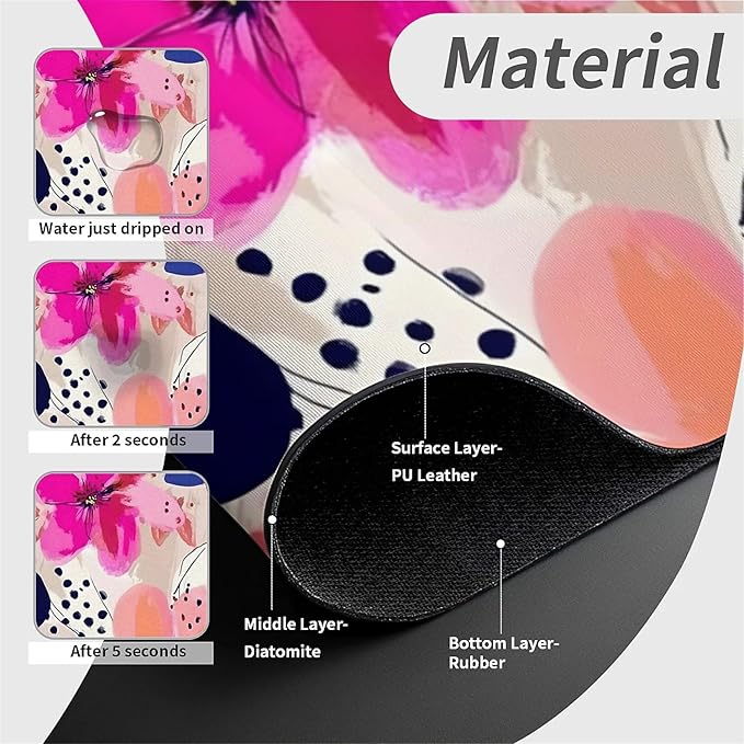 Kitchen Sink Splash Guard，Pink-orange flowers Faucet Mat Sink Gadgets-Super Absorbent Fast Drying Mat Drip Catcher for Kitchen, Bathroom,Sink Mat, Dish Drying Mat, Bathroom(15" X 5.5" )