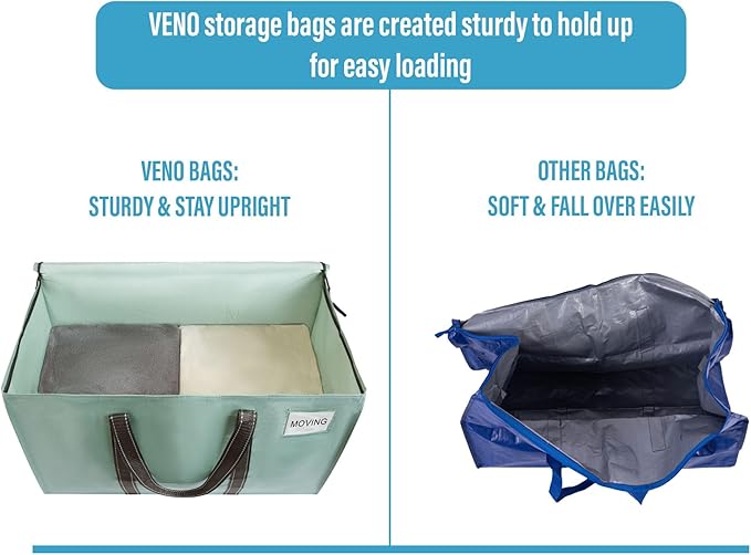 VENO 4 Pack Moving Bags and Large Christmas Storage Bins with lids. Alternative to Moving Boxes, Packing Supplies for College. Extra Large Heavy Duty Totes for Packaging (Shiny Light Green, 4 Pack)
