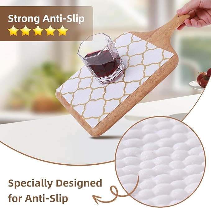 Shelf Drawer Liners for Kitchen Cabinets 11.8 x 236.2 Inches Non Adhesive Drawer Liner Thickened Refrigerator Liner Gold Quatrefoil Strong Non-Slip Paper for Tool Box with Knife and Tape Measure