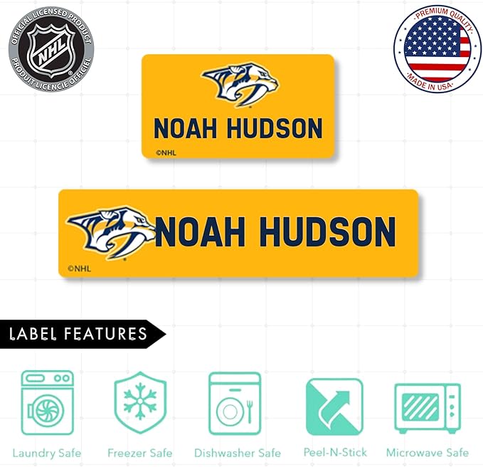 NHL Hockey Labels - Custom Peel and Stick, Waterproof Labels - Great for Organization, Sports, School, Day Camp Labels - 155 Pack (Nashville Predators)