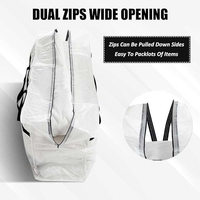 Windyun 4 Pack 69 Gallon Extra Large Moving Bags XXL Heavy Duty Storage Bag with Strong Zipper Handle Jumbo Big Tote Box Foldable for College Dorm Travel Clothes Duffle Blanket Pillow(Transparent)