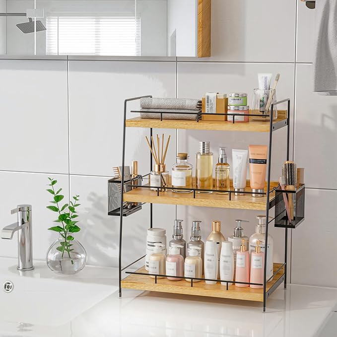 BSTSLL Bathroom Counter Organizer,Bathroom Countertop Organizer with Baskets,Vanity Organizers,Counter Shelf,Countertop Storage, Makeup Organizers