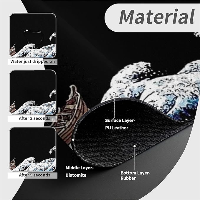 Kitchen Sink Splash Guard，white blue wave Faucet Mat Sink Gadgets-Super Absorbent Fast Drying Mat Drip Catcher for Kitchen, Bathroom,Sink Mat, Dish Drying Mat, Bathroom(15" X 5.5" )