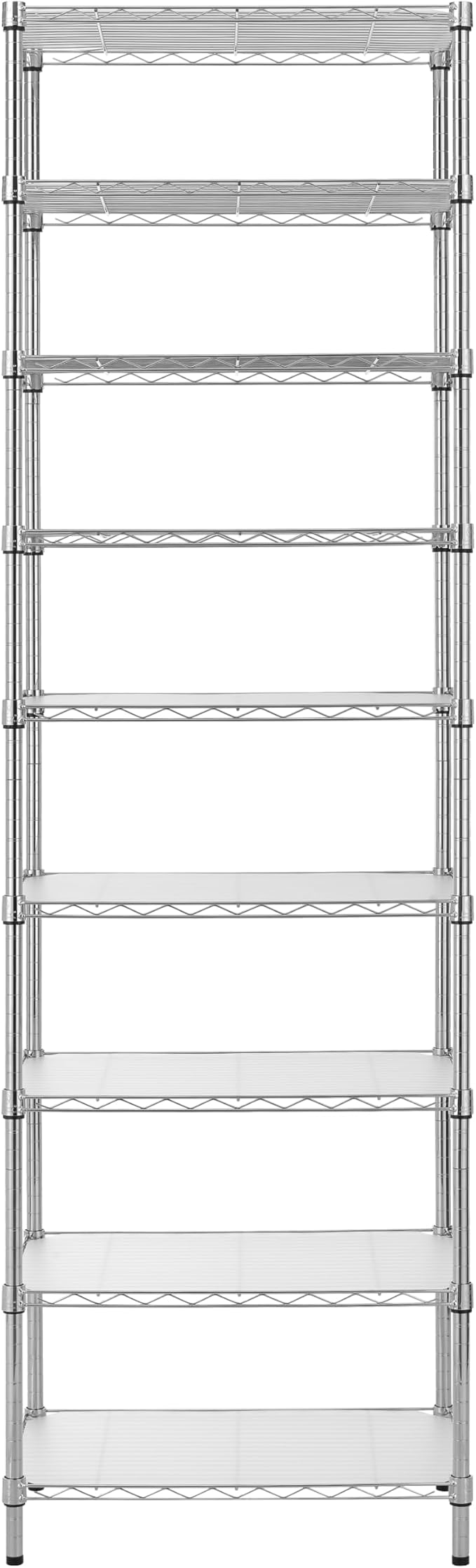 Finnhomy 9-Tier Wire Shelving Unit Adjustable Steel Wire Rack Shelving, 81 Inches Height 9 Shelves Metal Storage Rack, Pantry Shelves for Storage with PE mat, NSF Certified, Chrome