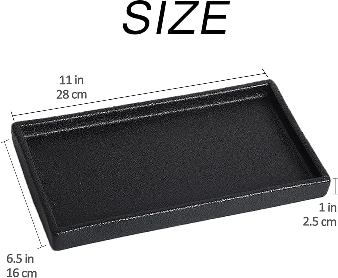 Eyrozia Bathroom Vanity Tray - 11'' Ceramic Rough-Textured Rectangle Countertop Tray, Heavy-Duty Perfume Organizer Plate, Jewelry Ring Tray, Kitchen Soap Dispenser Stone Trays, Black