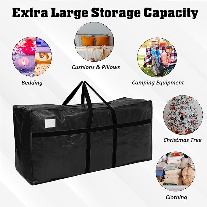 Windyun 4 Pack 168 Gallon Extra Large Moving Bags XXL Heavy Duty Storage Bag with Strong Zipper Handle Jumbo Big Tote Box Foldable for College Dorm Travel Clothes Duffle Blanket Pillow(Black)