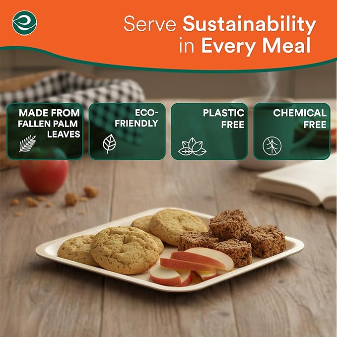ECO SOUL Palm Leaf Plates 6" Square (100 Count) - Disposable, Eco-Friendly, Biodegradable Bamboo Appetizer Plates - Perfect Dinnerware for Parties, Weddings, Events & Holidays