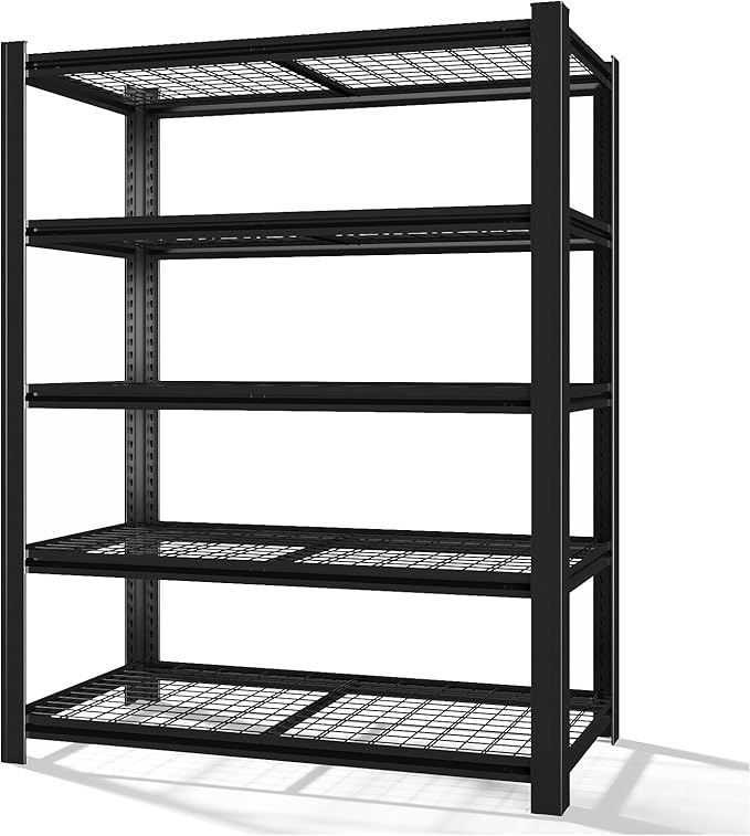 72" H x 36.12" W x 16" D Instrial 5-Heavy-Duty-Shelf Storage-Rack Adjustable Shed Shelving Metal Shelves Steel (Wire) Garage Bin Shelving Unit-s Organizer System for Basement/Kitchen, Black
