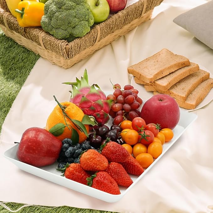 AMGBZT Serving Tray Platter, 17.5'' x 11.5'' x 1.6'', 6 Pcs Food Tray for Veggie Fruit Snack Dessert Cookie Cheese, Food Trays for Party Supplies Display, Large Platters for Serving Food, BPA Free