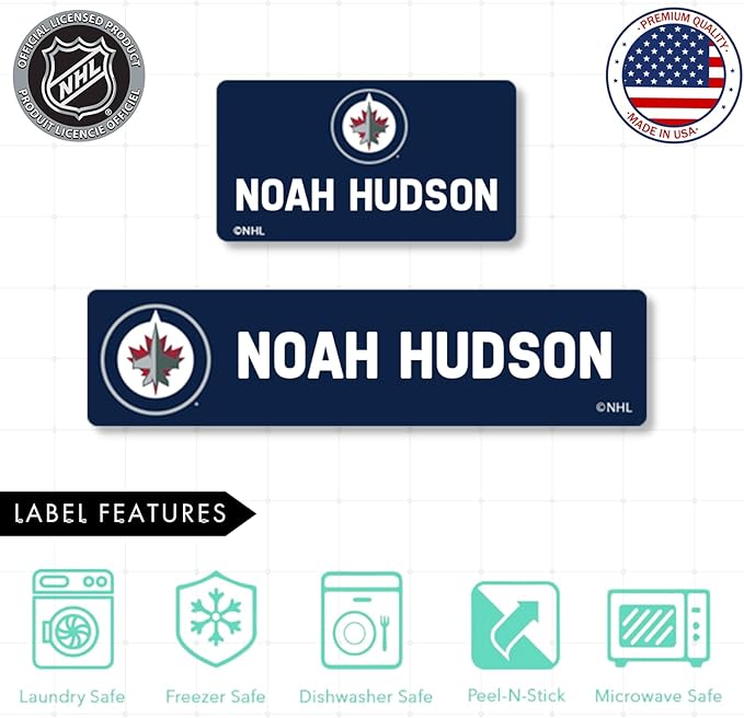 NHL Hockey Labels - Custom Peel and Stick, Waterproof Label - Great for Organization, Sports, School, Day Camp Labels - 155 Pack (Winnipeg Jets)