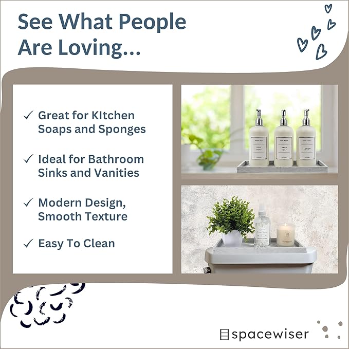Spacewiser Countertop and Vanity Tray - 11.7" Silicone Bathroom Tray Countertop, Dish Soap Trays for Kitchen Counter, Sink Organizer Accessories Caddy, Toilet Laundry Shower Makeup Mat Oil Holder