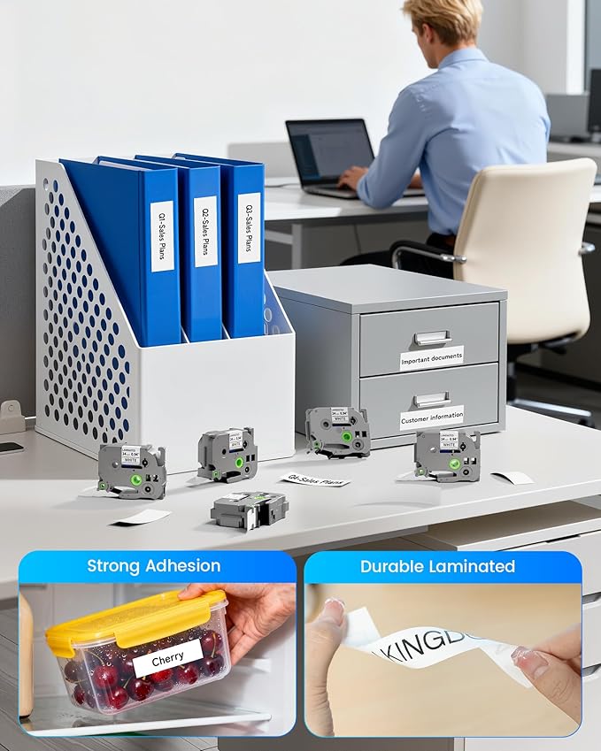 Replacement for Brother Label Maker Tape 24mm 0.94 Laminated White TZ Tape TZe-251 Compatible with Brother PTouch TZ TZe 1" Black on White for PT-D600 PT-D610BT PT-P700 PT-P710BT, 5-Pack TZe-251