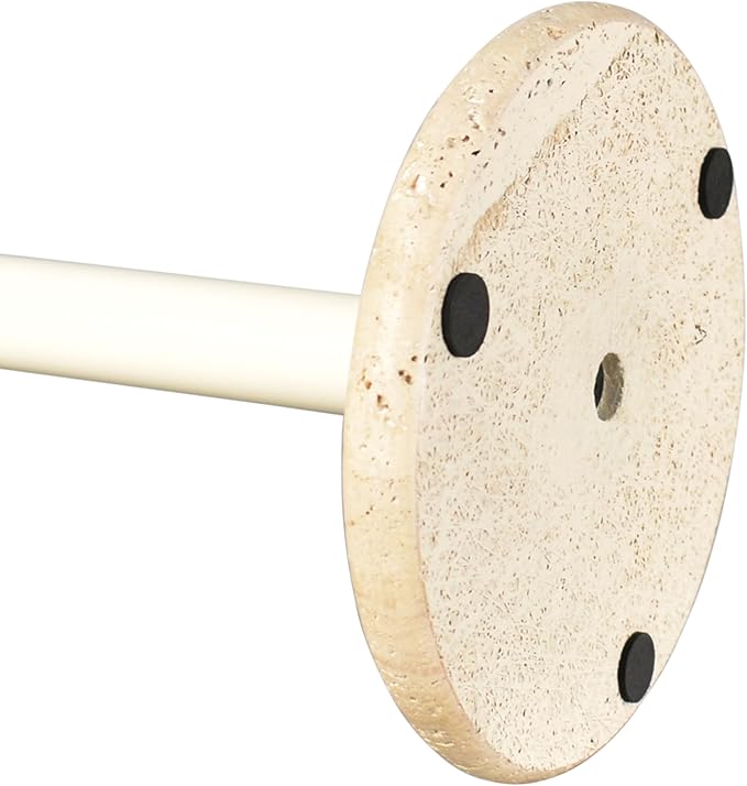 happimess PRH2000C Avery Modern Classic Metal with Non Slip Weighted Marble Base Paper Towel Holder, for Bathroom Kitchen Countertop, Standard or Jumbo-Sized Roll Paper, Beige/White