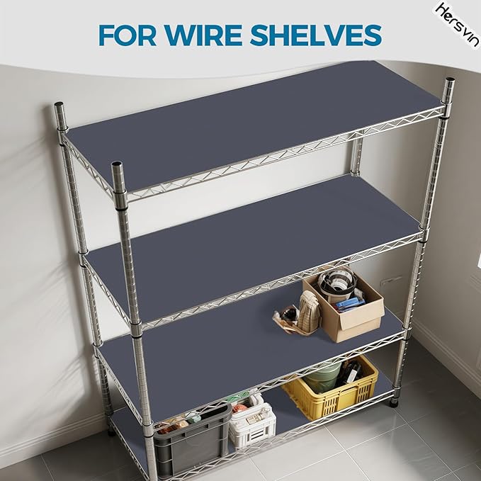 Hersvin Shelf Liners 20 in x 20 ft EVA Drawer Mats, Non-Adhesive Cupboard Pad, Kitchen Cabinet Lining Fridge Cushion (Gray Stripe, 50.8cmx610cm)
