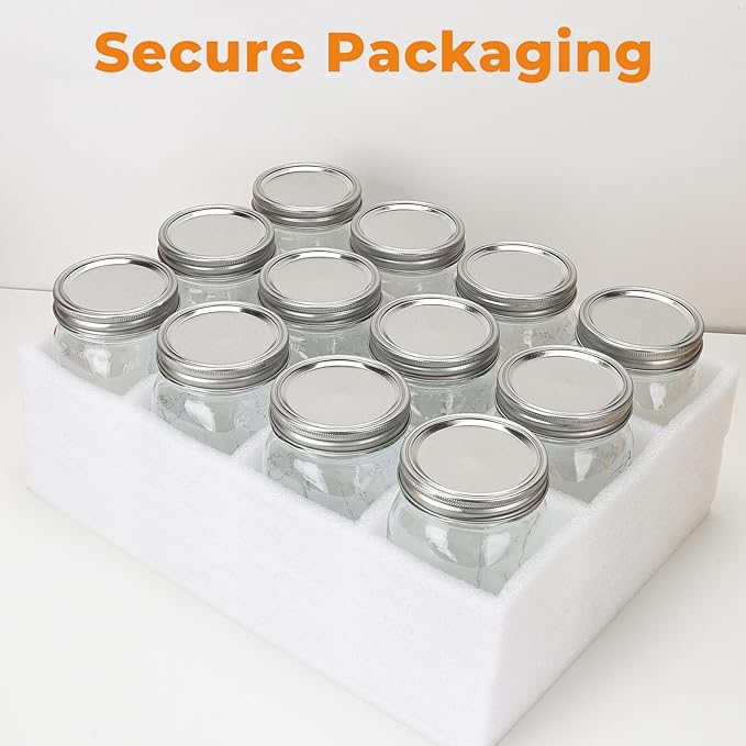 CycleMore Wide Mouth Mason Jars 32 oz, 12 Pack Large Glass Mason Jar with Metal Airtight Lids and Bands, 1 Quart Canning Jars for Pickling, Fermenting, Food Storage & DIY Projects