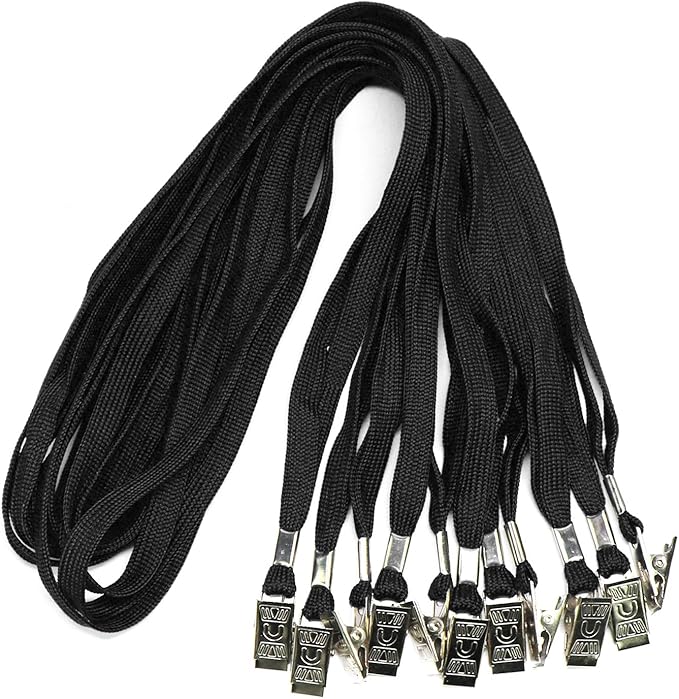 Ollain Badge Lanyards Neck Bulk Cruise Lanyards Black Lanyard with Clip for ID Card Name Tags Badge Holders (Black, 100 Pack)