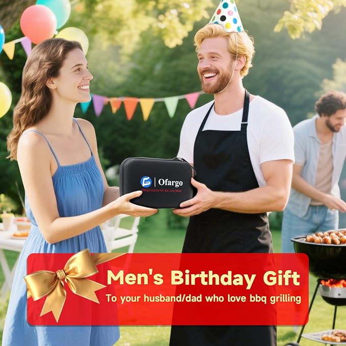 Ofargo Stainless Steel Meat Injector Syringe with 4 Marinade Needles and Travel Case for BBQ Grill Smoker, Valentines Day Gifts for Men Dad Gusband Him