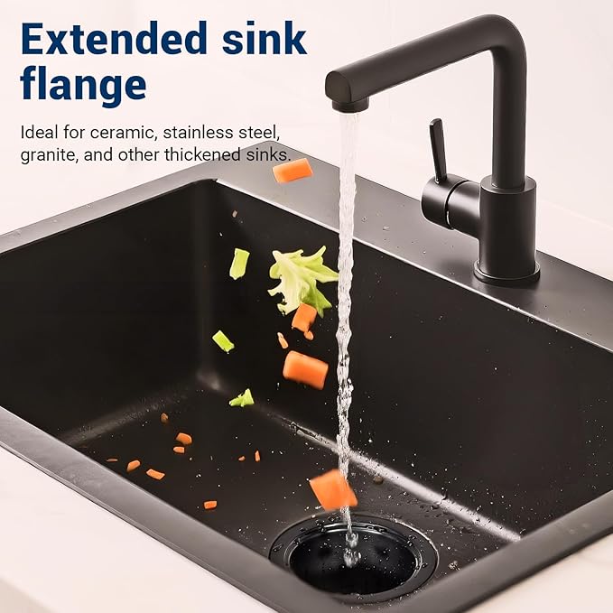 Kitchen Extended Garbage Disposal Flange Strainer Stainless Steel Assembly Kit with Basket Strainer and Drain Stopper for 3 1/2 Inch Standard Sink Drain, Deep Sink Flange for Disposer, ORB Brushed