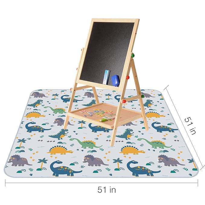 Splat Floor Mat for Under High Chair/Arts/Crafts by CLCROBD, 51" Waterproof Anti-Slip Food Splash Spill Mess Mat, Washable Portable Picnic Mat and Table Cloth