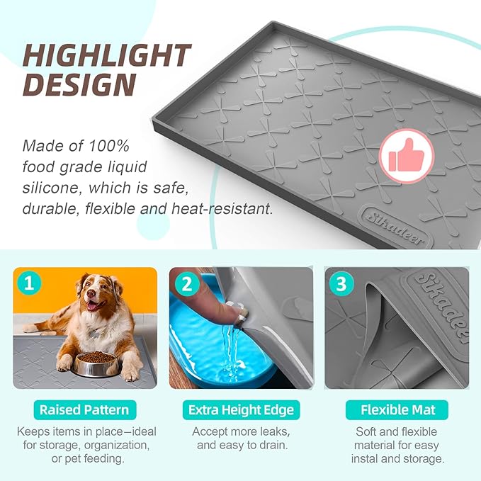 SIKADEER 40" x 19" Under Sink Mat Waterproof, Silicone Mat Kitchen Drawer Shelf and Cabinet Liner, Sink Protector for Kitchen Organizers and Storage, Boot Tray Pet Food Mats