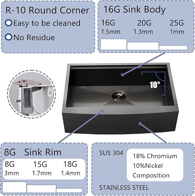 Black Farmhouse Sink 33 Inch - VALISY 33x22 Apron Front Farmhouse Kitchen Sinks 16 Gauge Stainless Steel Undermount Ledge Workstation Deep Single Bowl Luxury Rustic Farm Sinks with All Accessories.