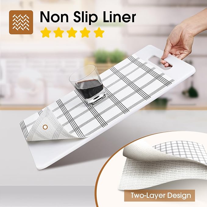 Beautysaid Shelf and Drawer Liner for Kitchen Cabinet, Non Adhesive Non Slip Shelf Paper Waterproof Washable Thickened for Dresser Pantry Shelve Bathroom Protector Liner(Plaid,18 in x 20 FT)