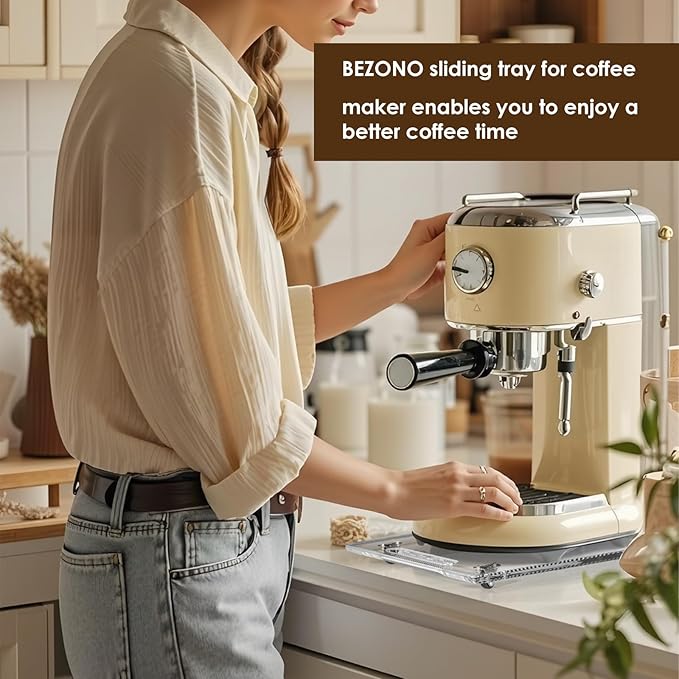 BEZONO Appliance Sliders for Kitchen appliances Sliding Tray for Coffee Maker, Espresso Machines, Mixers Sturdy Kitchen Aid Sliders for Mixer - Duty Equipment with Rubber Wheels - 13" x 14" (Clear)