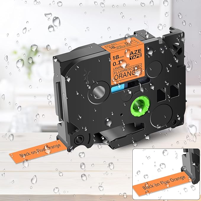 GREENCYCLE Compatible for Brother P-Touch TZ TZe Label Tape 18mm 0.7" 3/4-Inch Black on Fluorescent Orange/Yellow/Green/Matte Silver/Blue/Gold for PT-P710BT PTD400 PTD600 PT-P700 Label Maker-6 Pack